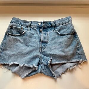 Levi’s 501 Cut-Off Denim Shorts • W27 • Button Fly Raw Hem